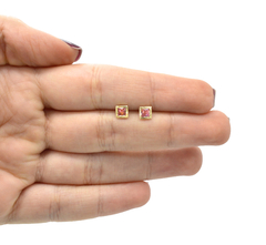 Broqueles Cuadro Bisel Diamantado 4.5mm. Oro 10k - comprar en línea