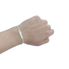 PULSERA ESCLAVA SAN JUDAS TADEO CON ZIRCONIAS VERDES AJUSTABLE. PLATA 0.925 en internet