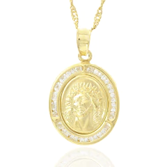 Collar Medalla Divino Rostro Jesús Mas Cadena. Oro Laminado 18k