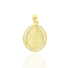 Medalla San Benito. Sin Cadena. Oro Laminado 18k