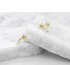 Broqueles Cometa Con Zirconia. Oro 10k en internet