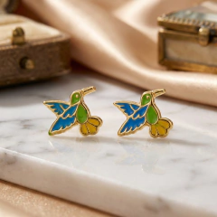BROQUELES COLIBRI. ORO LAMINADO 18K - tienda en línea