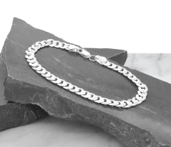 Pulso Barbado Diamantado 6mm. Plata .925 - tienda en línea