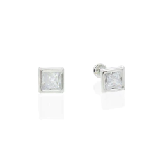 Broqueles Bisel Cuadro 5.5mm. Plata 0.925