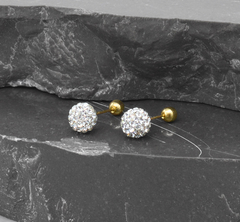 Broqueles Bola De Fuego Con Zirconias 6mm. Oro 10k en internet