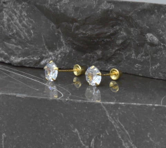 Broqueles Zirconia 5mm Koreano. Oro 10k - tienda en línea