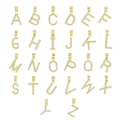 Dije Letra Inicial Chica Con Zirconias. Oro Laminado - comprar en línea