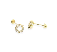 Broqueles Aro Con Zirconias. Oro 10K