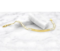 Esclava Eslabón 3x1 Fígaro 4mm Bitono. Oro Laminado 18k - CATÁLOGO BLANCO