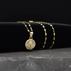 Collar Medalla Virgen Circular. Oro 10k en internet