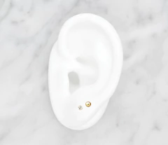 Broqueles Dormilona Doble Vista Zirconia Círculo. Oro 10k - CATÁLOGO BLANCO