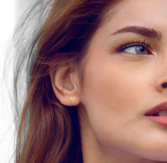 Broqueles Libélula Con Zirconia. Oro 10k - CATÁLOGO BLANCO