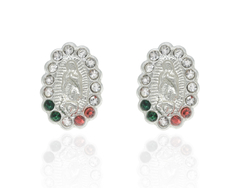 Broqueles Virgen De Guadalupe Ovalado Con Zirconias. Plata Ley .925 - comprar en línea