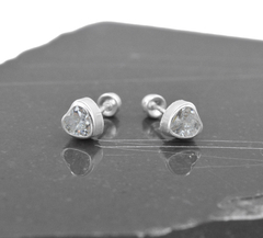Broqueles Corazón Bisel Zirconia 5mm. Plata Ley .925 en internet