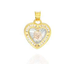 Dije Divino Rostro De Jesús Corazón 3 Oros Con Zirconias. Sin Cadena. Chapa De Oro 14k