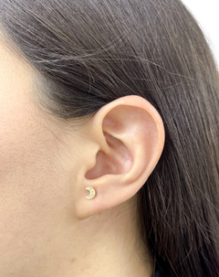 BROQUELES LUNA CON ZIRCONIAS. ORO 10K - comprar en línea