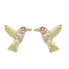 BROQUELES COLIBRÍ TRES OROS. ORO 10K