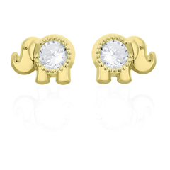 BROQUELES ELEFANTE CON ZIRCONIA. ORO 10K