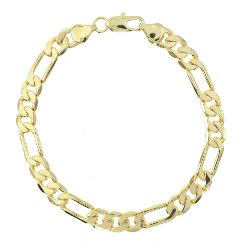 Pulso Eslabón 3X1 Fígaro 7mm. Oro Laminado 18k