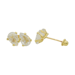 BROQUELES TU Y YO PERA ZIRCONIA 6X4 MM. ORO LAMINADO 10K