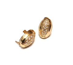 Aretes Ovalados Con Zirconias. Oro Laminado 18k