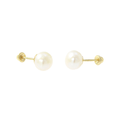 Broqueles Perla Cultivada 6mm. Oro 10K