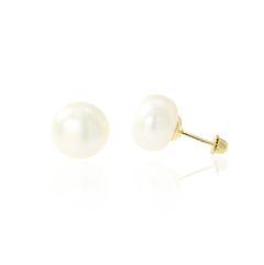 Broqueles Perla Cultivada 8mm. Oro 10K