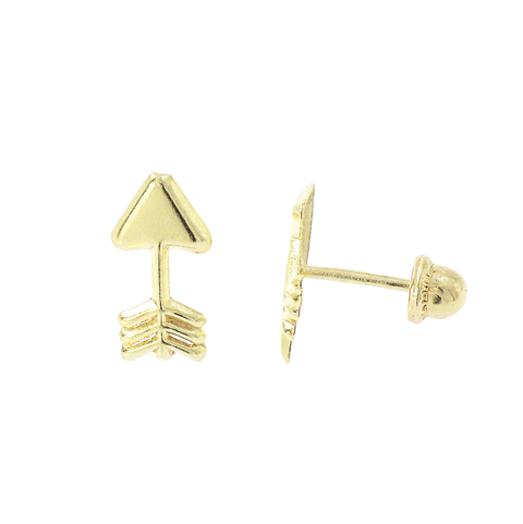 Broqueles Flecha Lisa. Oro 10K