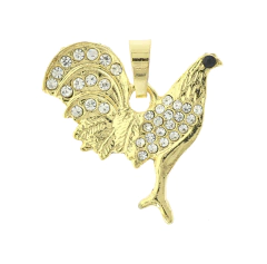 Dije Gallo Diamantado Zirconias. Oro Laminado 18k en internet