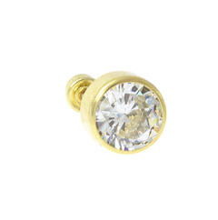 1Pza Broquel Bisel Tambor Con Zirconia. Oro 10K
