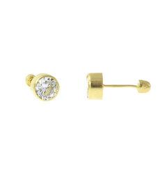 Broqueles Tambor Con Zirconia. 5mm Oro 10K - comprar en línea