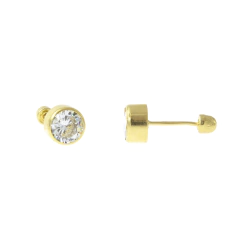 Broqueles Tambor Con Zirconia. 5mm Oro 10K - comprar en línea