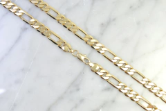 Cadena Eslabón 3X1 Fígaro 8mm. Oro Laminado 18k - CATÁLOGO BLANCO