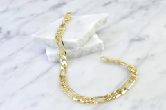 Pulso Eslabón 3X1 Fígaro 6.5mm. Oro Laminado 18k - CATÁLOGO BLANCO