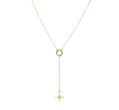 Collar Circulo Mini Con Estrella Del Norte. Chapa De Oro 22K - comprar en línea