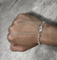 PULSO BARBADO CUBANO 5MM CON ZIRCONIAS. PLATA 0.925 - tienda en línea