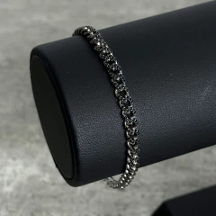 Pulso Barbado Mónaco FULL ICE con Zirconias Negras 5mm. Plata 0.925 Negra - tienda en línea