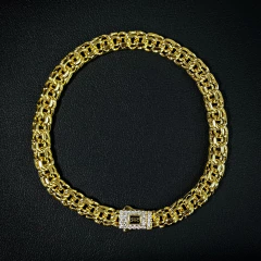 Pulso Tejido Chino 6mm Tipo MONACO, Oro Laminado 18K