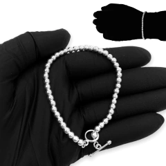 Pulsera Bolitas Cierre Aro Y Palo. Plata 0.925 - tienda en línea