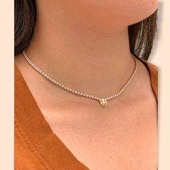 Gargantilla Zirconias Carita Feliz. Oro Laminado 18k - CATÁLOGO BLANCO