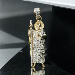 Dije San Judas con zirconias Blancas. FULL ICED. Oro Laminado 18k en internet
