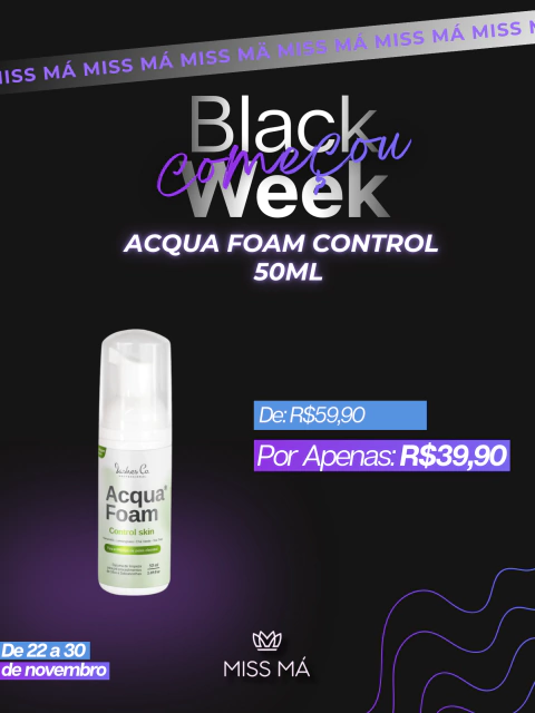 Espuma Lashes Co - Acqua Foam Control Skin (Peles Oleosas ou Mistas) - 50ml