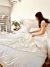 Pie de cama / Manta gasa arrugada off white - comprar online
