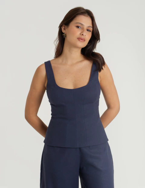 Blusa Camila por Daniela Yumi - Azul Noite - comprar online