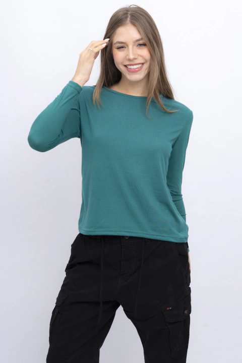 Remera manga larga de modal gamuzado - comprar online