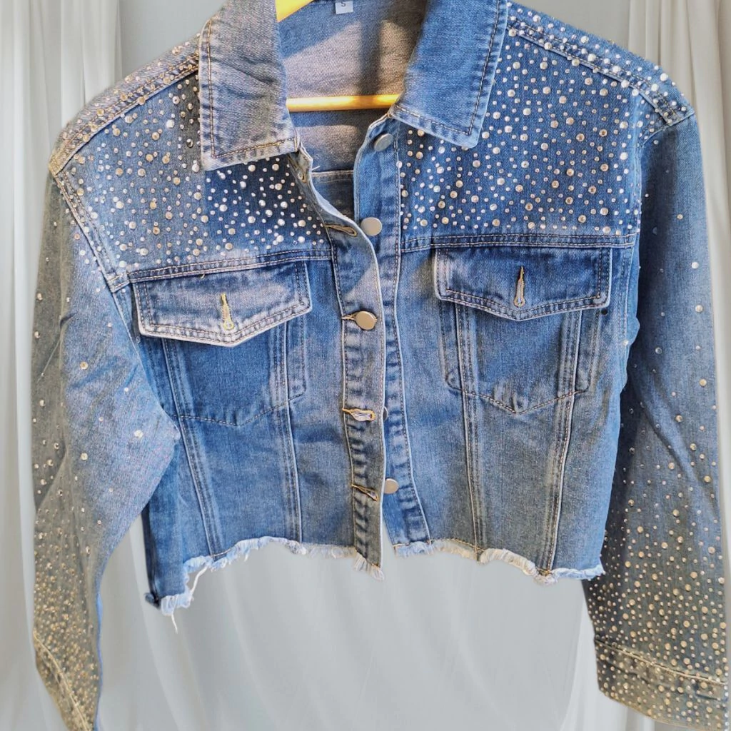 campera de jean con brillos