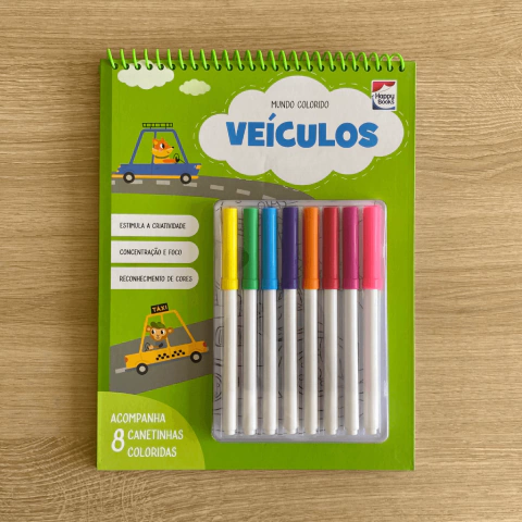Mundo colorido veículos - Livro de colorir com canetinhas