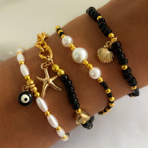 Pulsera Caribe Negro Dor (Dije surtido)