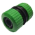 Conector de manguera de 3/4 en color verde, fabricado para unir mangueras de jardín de manera eficaz.