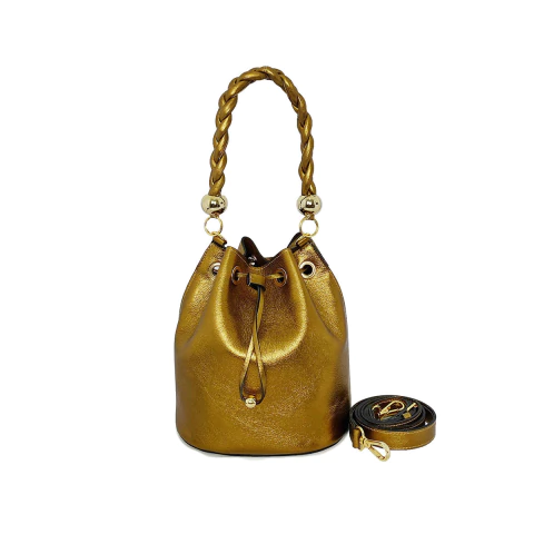 Bolsa Bucket Saquinho em Couro Metalizado - comprar online